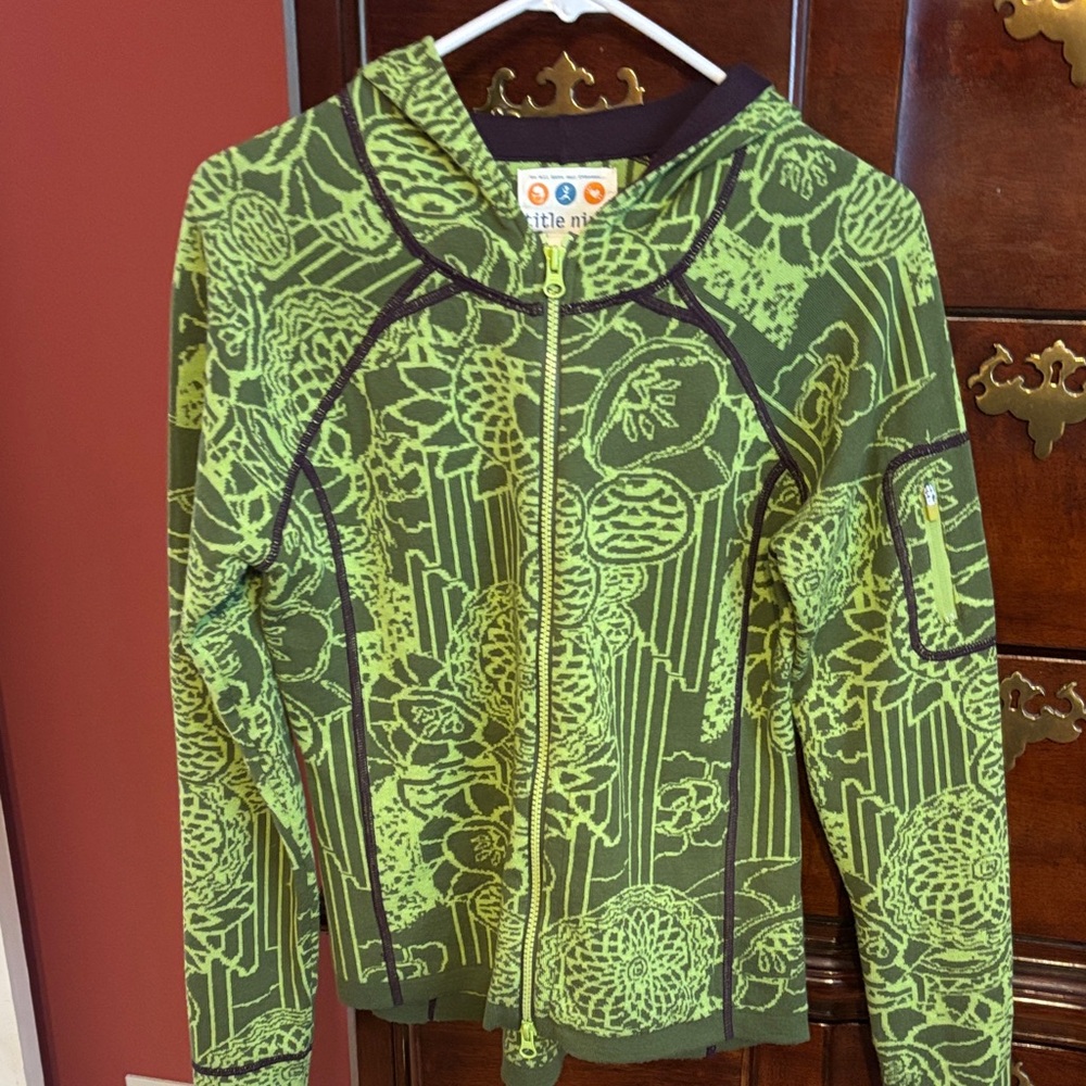 Green Floral Zip-Up Hoodie